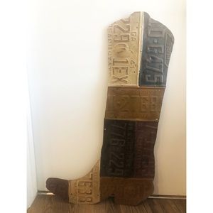 Rustic License Plate Cowboy Boot Wall Decor